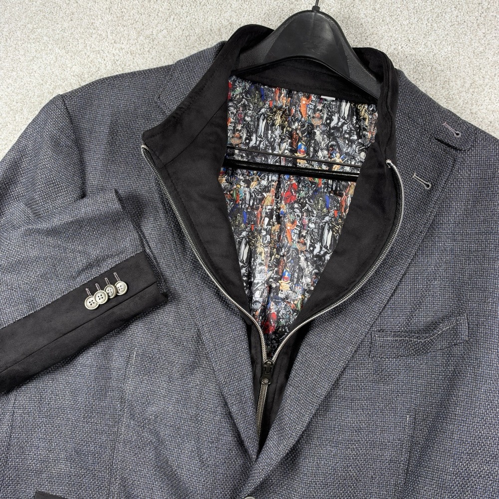 NEW Robert Graham Men's Gray Jacket Wool Cashmere Uptown Woven Blazer Size 52